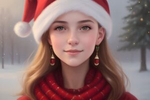 Une jeune fille avec un bonnet de Noël