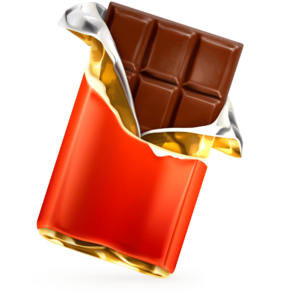 Tablette de chocolat dans un papier rouge et doré