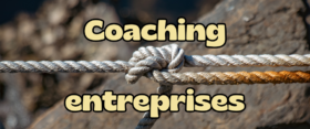 Noeud marin reliant plusieurs cordes entre elles. Texte : "En partenariat avec Trigorioù matelotage - Coaching entreprises - Resserrez les liens de vos équipes - ENIGMAPARC"