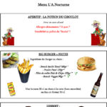 Menu proposé pour les Nocturnes Enigmaparc