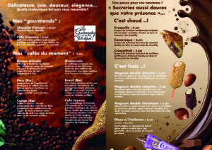Carte des desserts à Enigmaparc