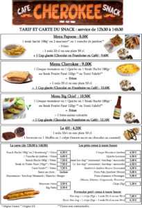snack bar menu